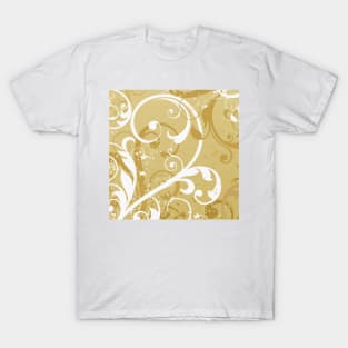 White Golden Floral Art T-Shirt